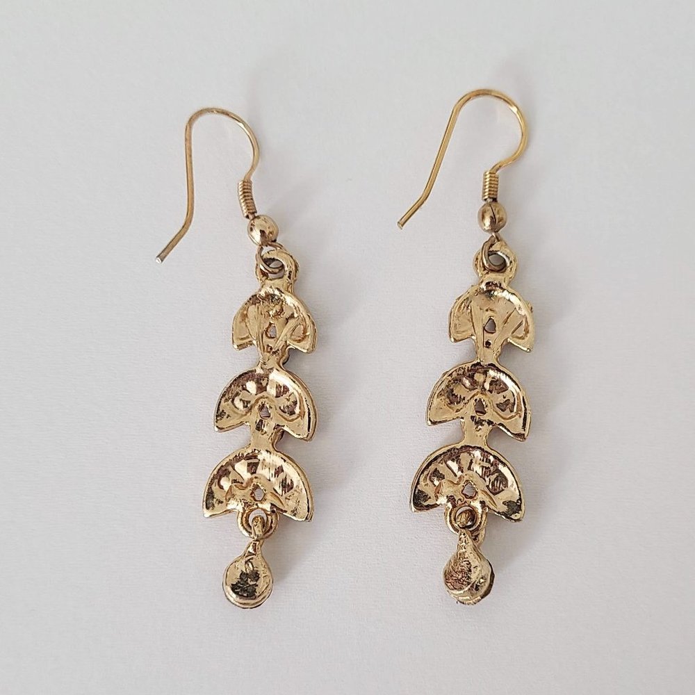 Gold Rhinestone Drop Earrings - Picture 6 of 6